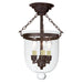 Jaylin Small Semi Flush Bell Jar Lantern with Clear Glass in Oil rubbed bronze