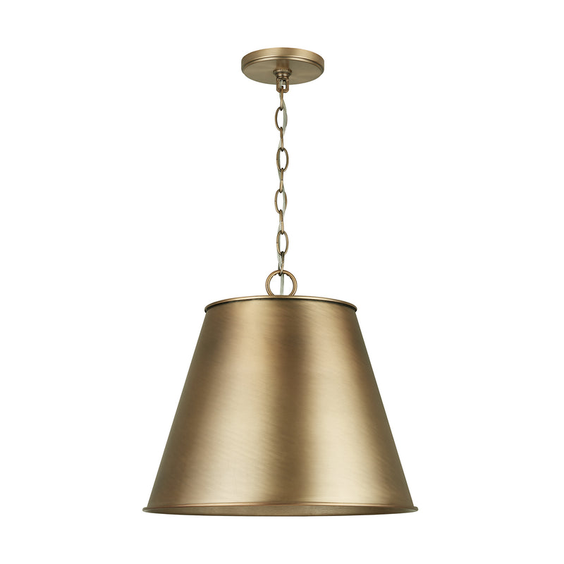 Welker One Light Pendant in Aged Brass