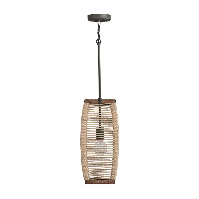 Jacob One Light Pendant in Grey Wash and Grey Iron