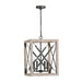 Remi Four Light Pendant in Brushed White Wash and Nordic Iron