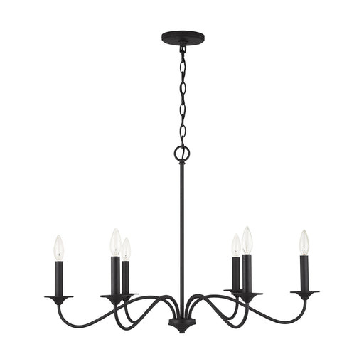 Vincent Six Light Chandelier in Black Iron