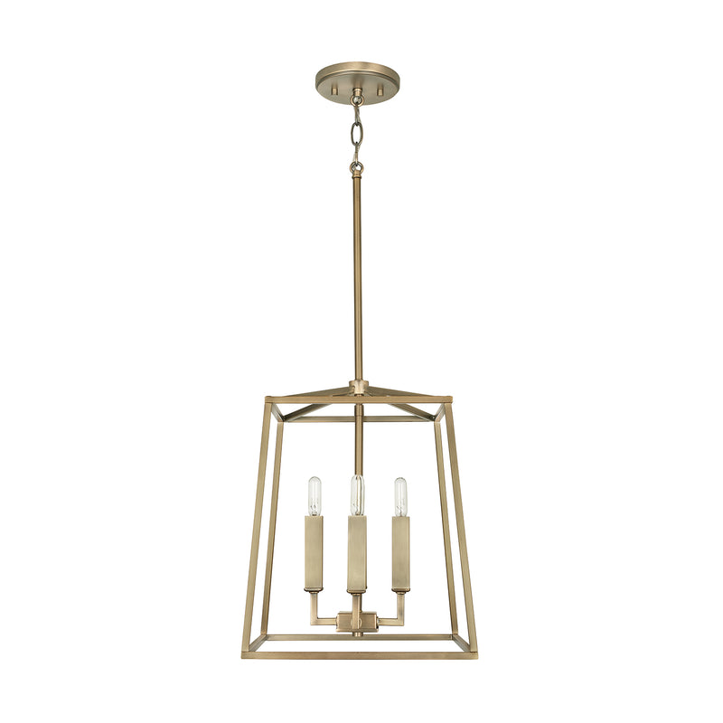Thea Four Light Foyer Pendant in Aged Brass