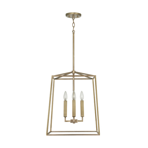 Thea Four Light Foyer Pendant in Aged Brass