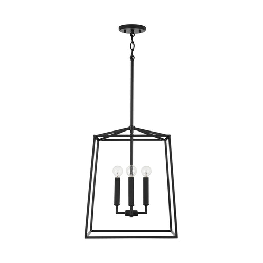 Thea Four Light Foyer Pendant in Matte Black