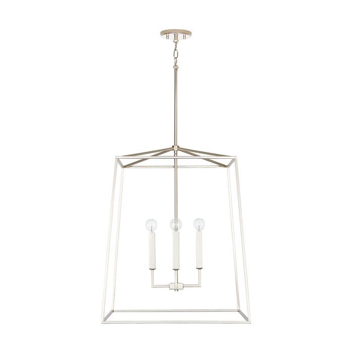 Thea Four Light Foyer Pendant in Polished Nickel