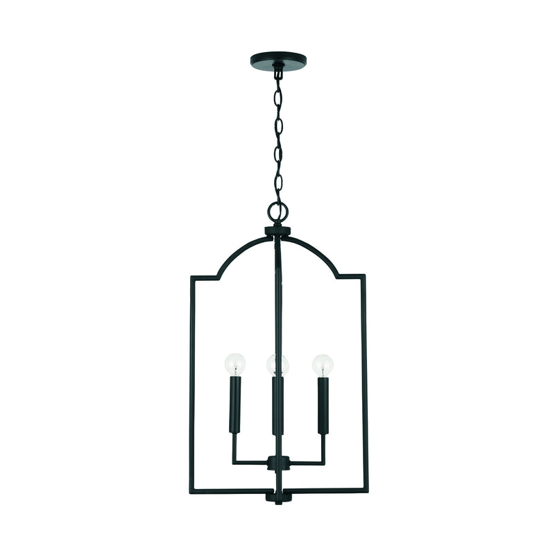 Carter Four Light Foyer Pendant in Matte Black