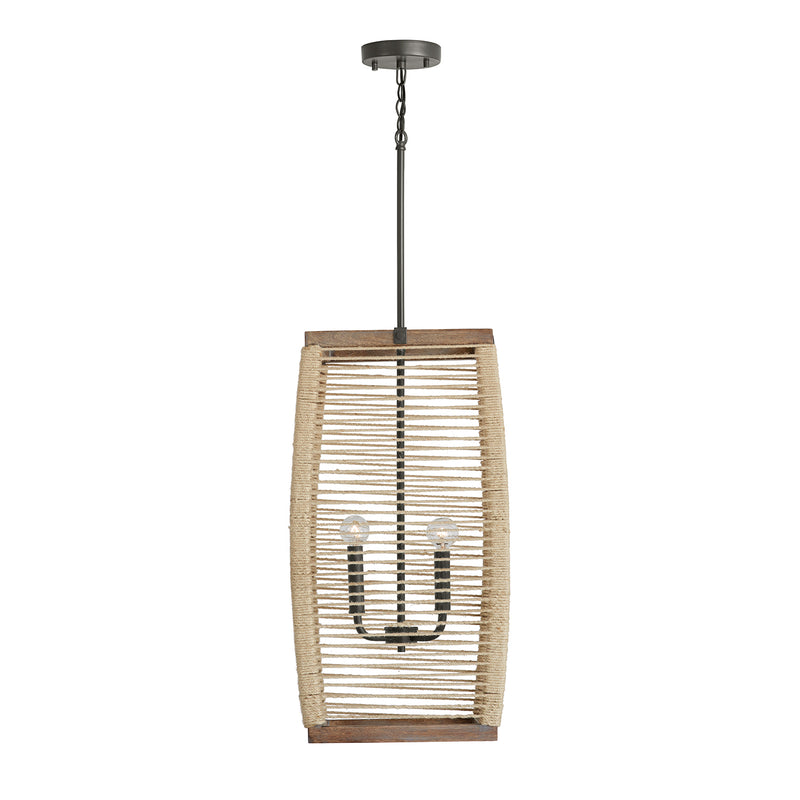 Jacob Four Light Foyer Pendant in Grey Wash and Grey Iron
