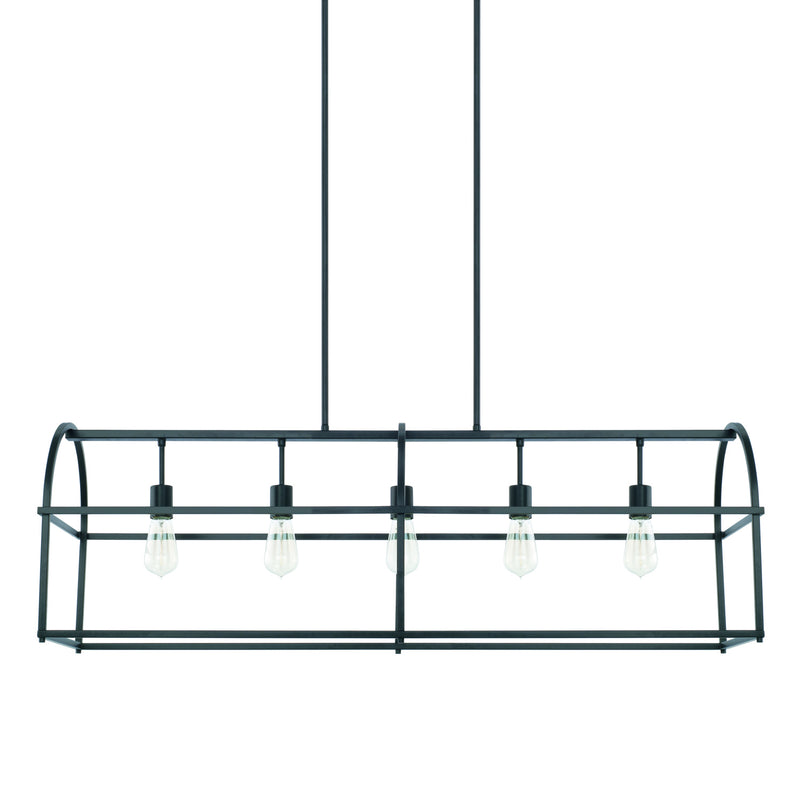 Aubrey Five Light Island Pendant in Matte Black