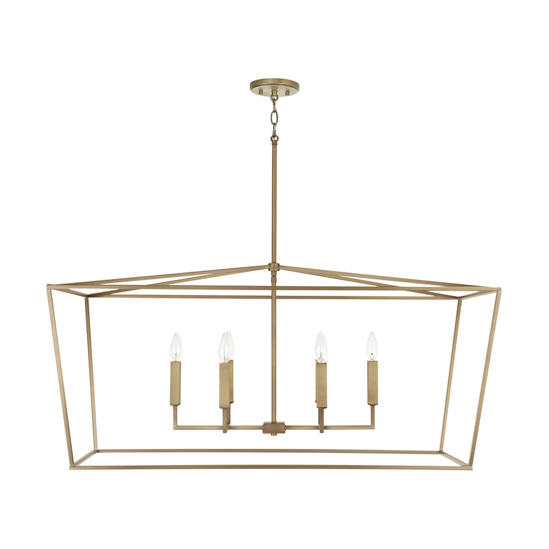 Thea Six Light Island Pendant in Aged Brass