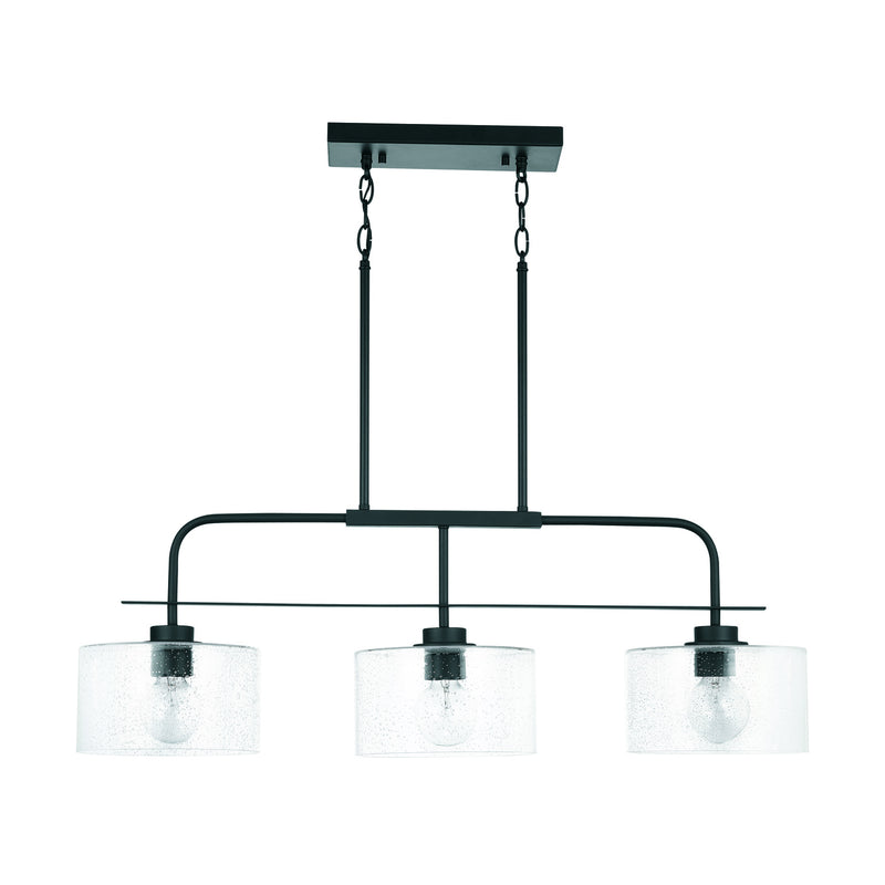 Jake Three Light Island Pendant in Matte Black