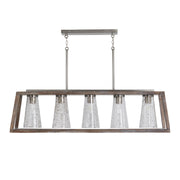 Connor Five Light Island Pendant in Barnhouse and Matte Nickel