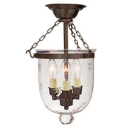 Jaylin Small Semi Flush Bell Jar Lantern with Star Glass in Oil rubbed bronze