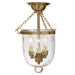Jaylin Small Semi Flush Bell Jar Lantern with Star Glass in Satin Brass