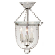 Jaylin Small Semi Flush Bell Jar Lantern with Star Glass in Polished Nickel