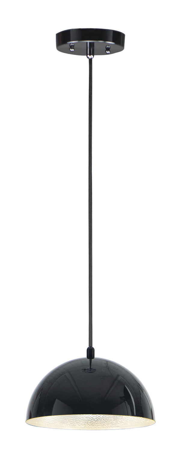 Hemisphere 1-Light 9" LED Pendant in Gloss Black / Aluminum