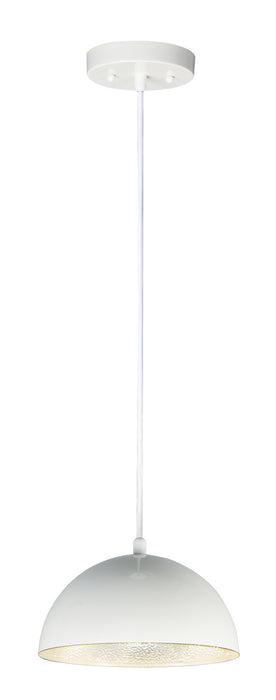 Hemisphere 1-Light 9" LED Pendant in Gloss White / Aluminum