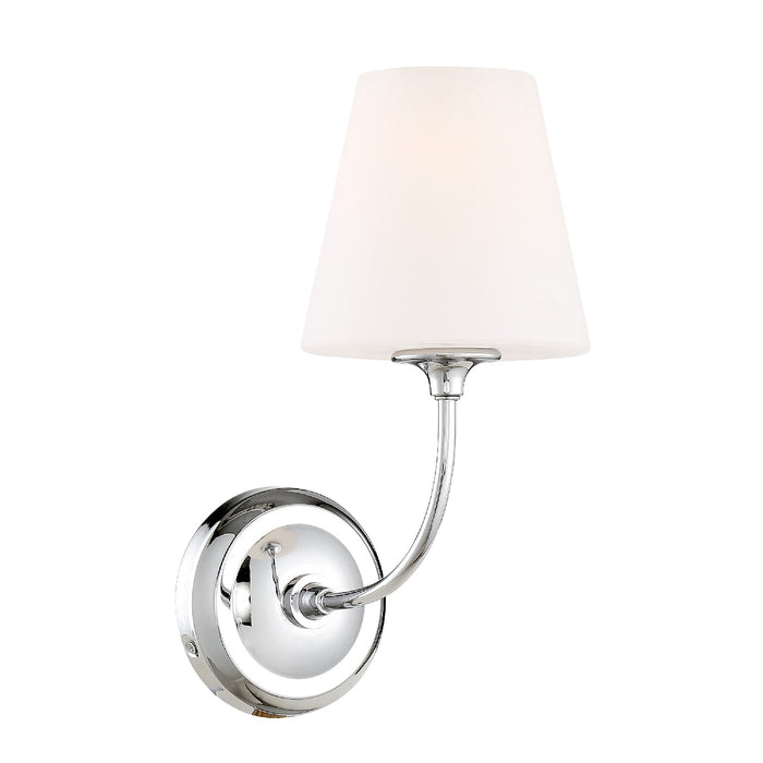 Sylvan 1 Light Wall Mount in Polished Chrome with White Glass