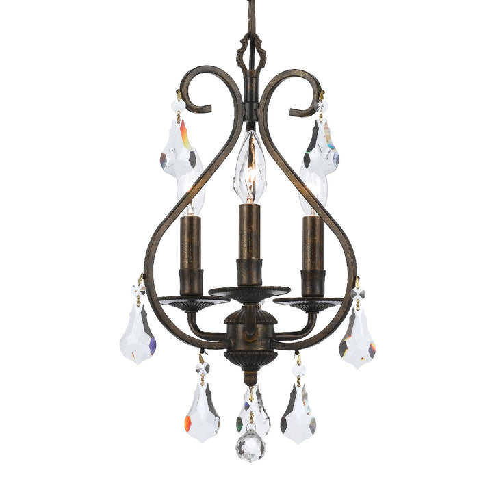 Ashton 3-Light Mini Chandelier in English Bronze by Crystorama - MPN 5013-EB-CL-S
