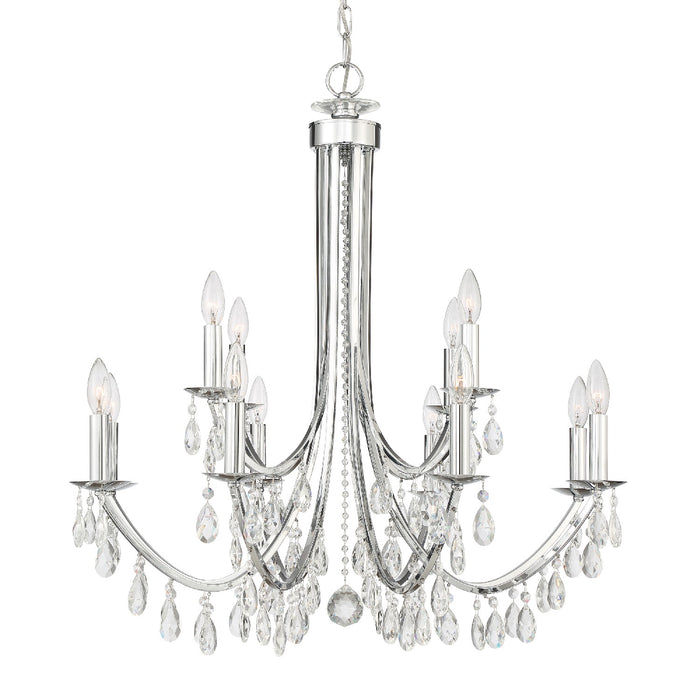 Bridgehampton 12-Light Chandelier in Polished Chrome with Hand Cut Crystal - Lamps Expo