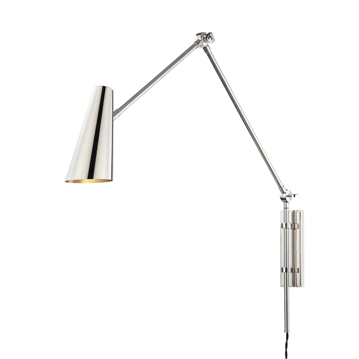 Lorne 1 Light Wall Sconce with Plug in Polished Nickel with Polished Nickel Metal Shade