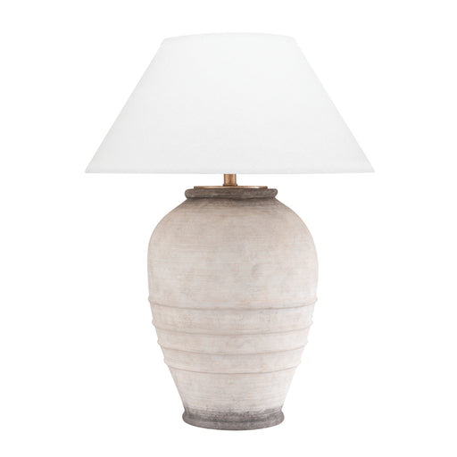 Decatur 1 Light Table Lamp in Ash with White Belgian Linen Shade