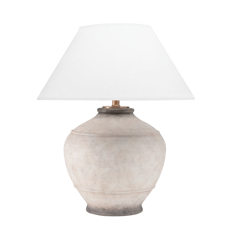 Malta 1 Light Table Lamp in Ash with White Belgian Linen Shade