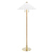 Flare 2 Light Floor Lamp in Aged Brass with White Belgian Linen Shade