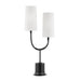Vesper 2 Light Marble Table Lamp in Old Bronze with White Linen Shade