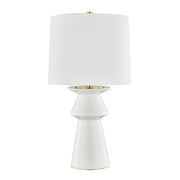 Amagansett 1 Light Table Lamp in Ivory with White Belgian Linen Shade