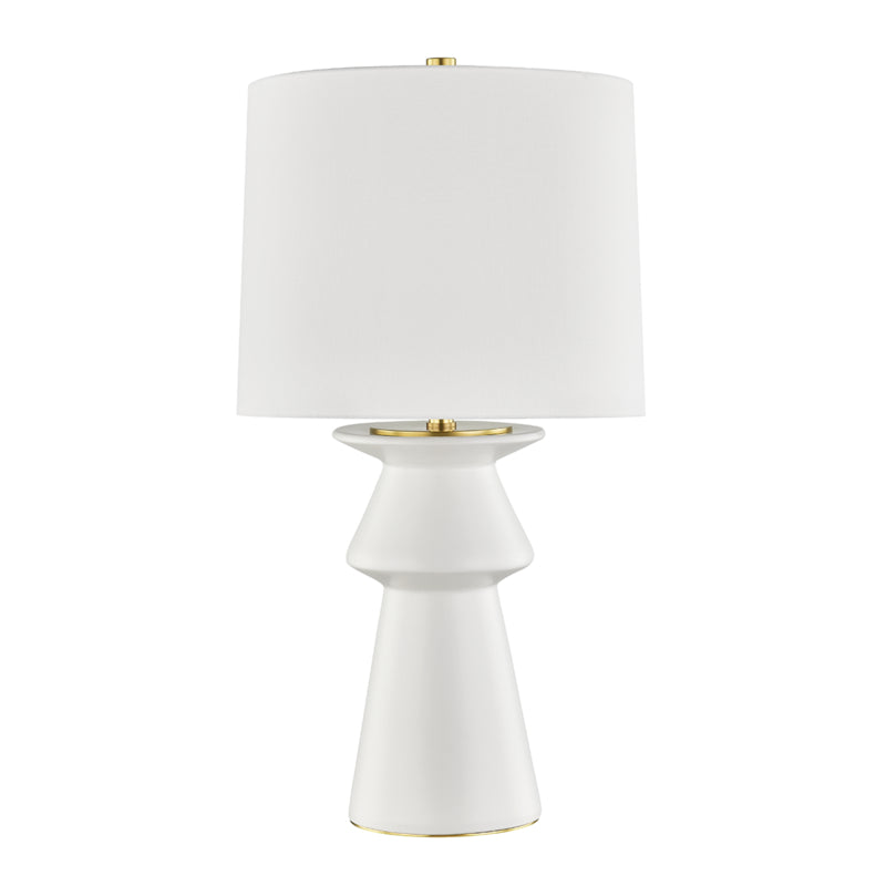Amagansett 1 Light Table Lamp in Ivory with White Belgian Linen Shade