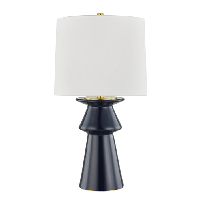 Amagansett 1 Light Table Lamp in Midnight with White Belgian Linen Shade