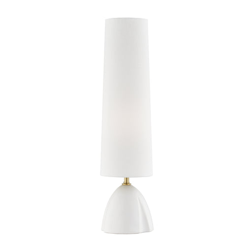 Inwood 1 Light Table Lamp in White (Glossy White) with White Belgian Linen Shade