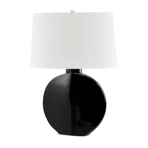 Kimball 1 Light Table Lamp in Aged Brass/Black with White Belgian Linen Shade