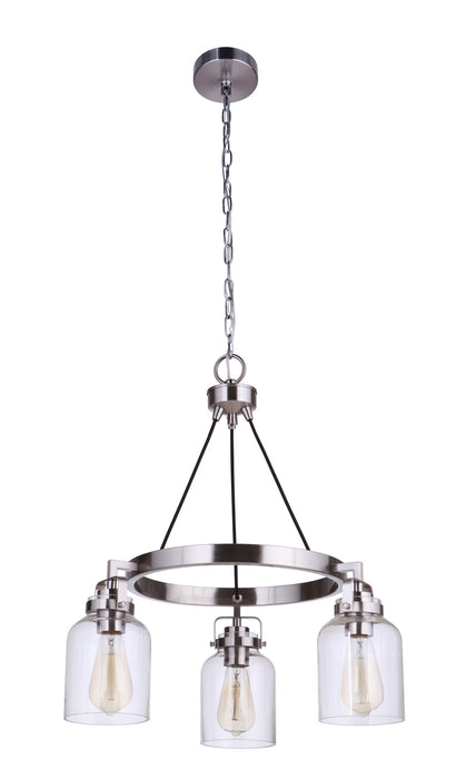 Foxwood Three Light Chandelier in Brushed Polished Nickel