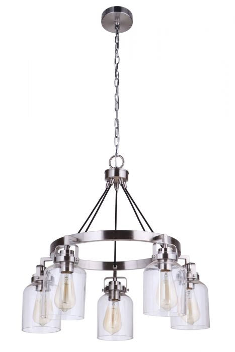Foxwood Five Light Chandelier in Brushed Polished Nickel