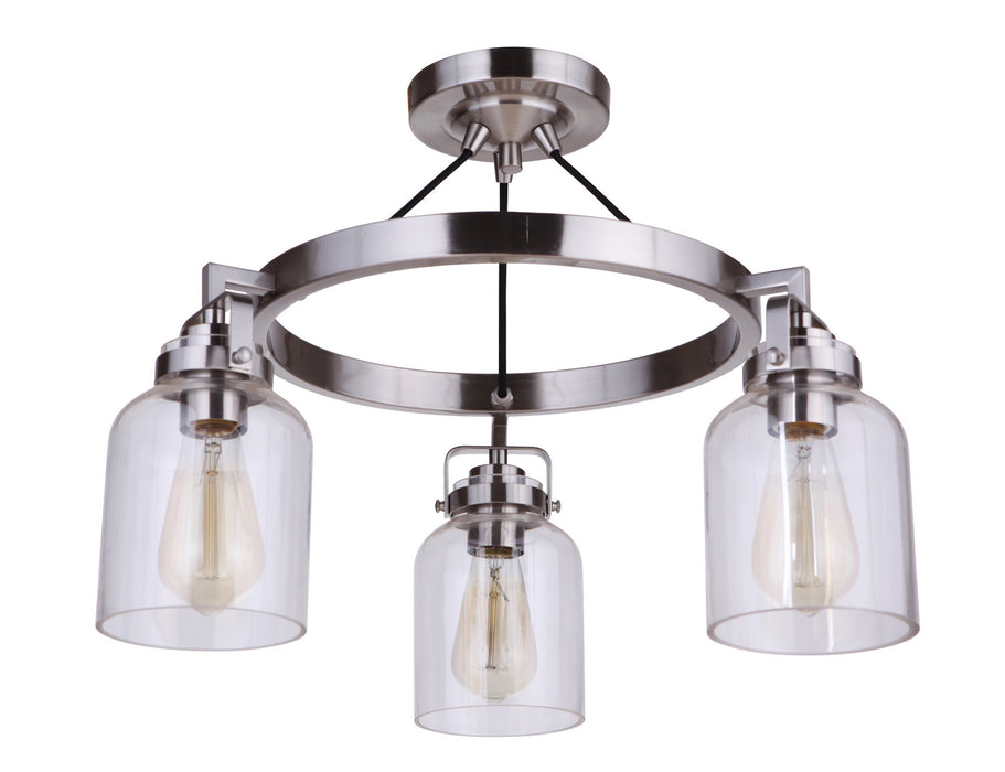 Foxwood Three Light Semi Flush Mount in Brushed Polished Nickel