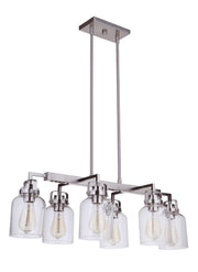 Foxwood Six Light Island Pendant in Brushed Polished Nickel