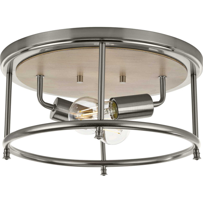 Durrell Collection 2-Light Brushed Nickel 13" Flush Mount