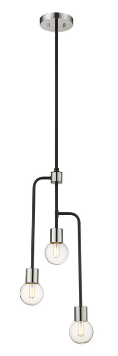 Neutra Three Light Chandelier in Matte Black / Polished Nickel by Z-Lite Lighting