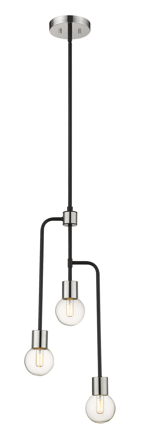 Neutra Three Light Chandelier in Matte Black / Polished Nickel by Z-Lite Lighting