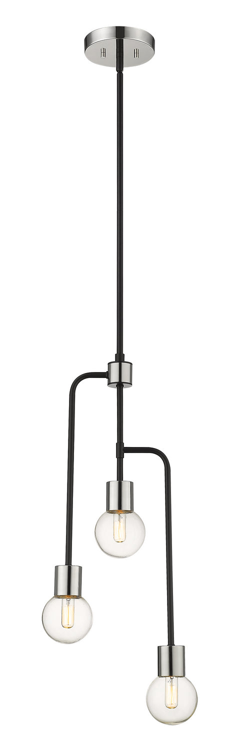 Neutra Three Light Chandelier in Matte Black & Polished Nickel - Lamps Expo