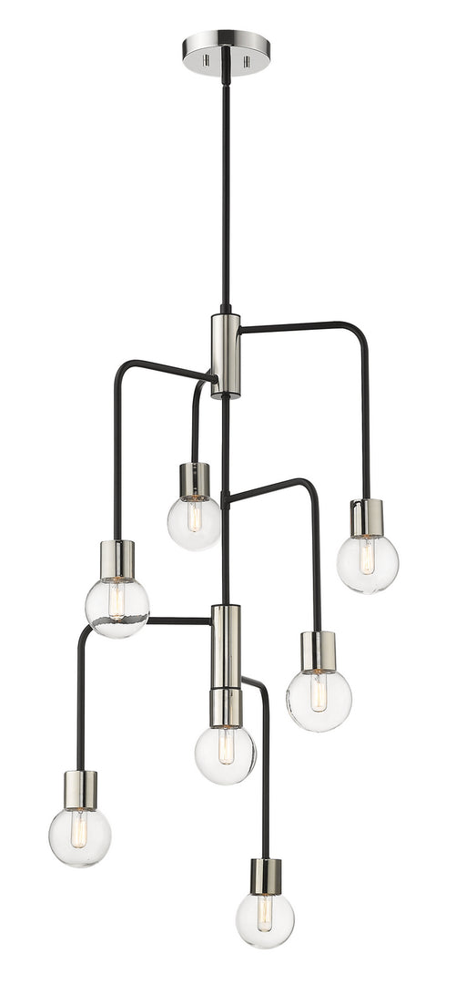 Neutra Seven Light Chandelier in Matte Black / Polished Nickel by Z-Lite Lighting