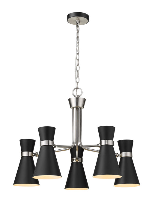 Soriano Five Light Chandelier in Matte Black & Brushed Nickel