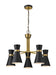 Soriano Five Light Chandelier in Matte Black & Heritage Brass
