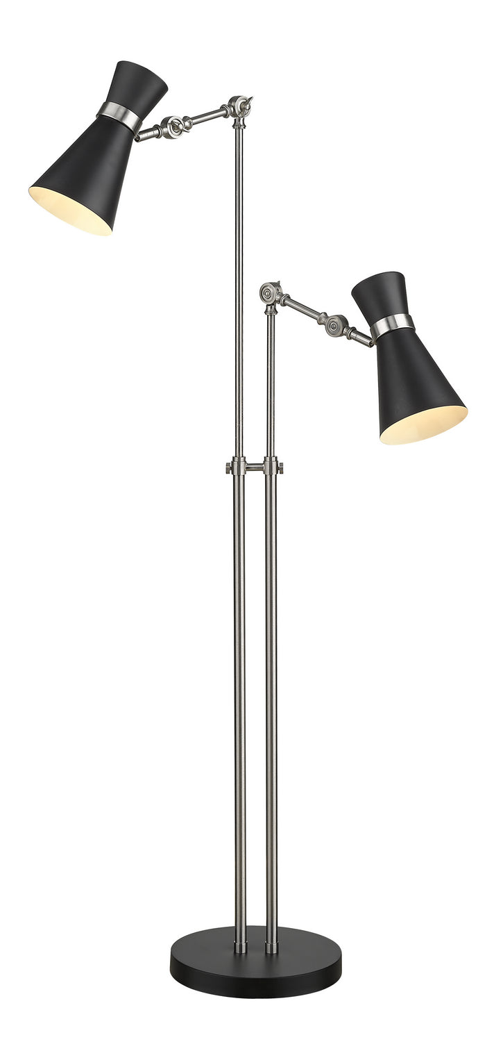 Soriano Two Light Floor Lamp in Matte Black & Brushed Nickel - Lamps Expo