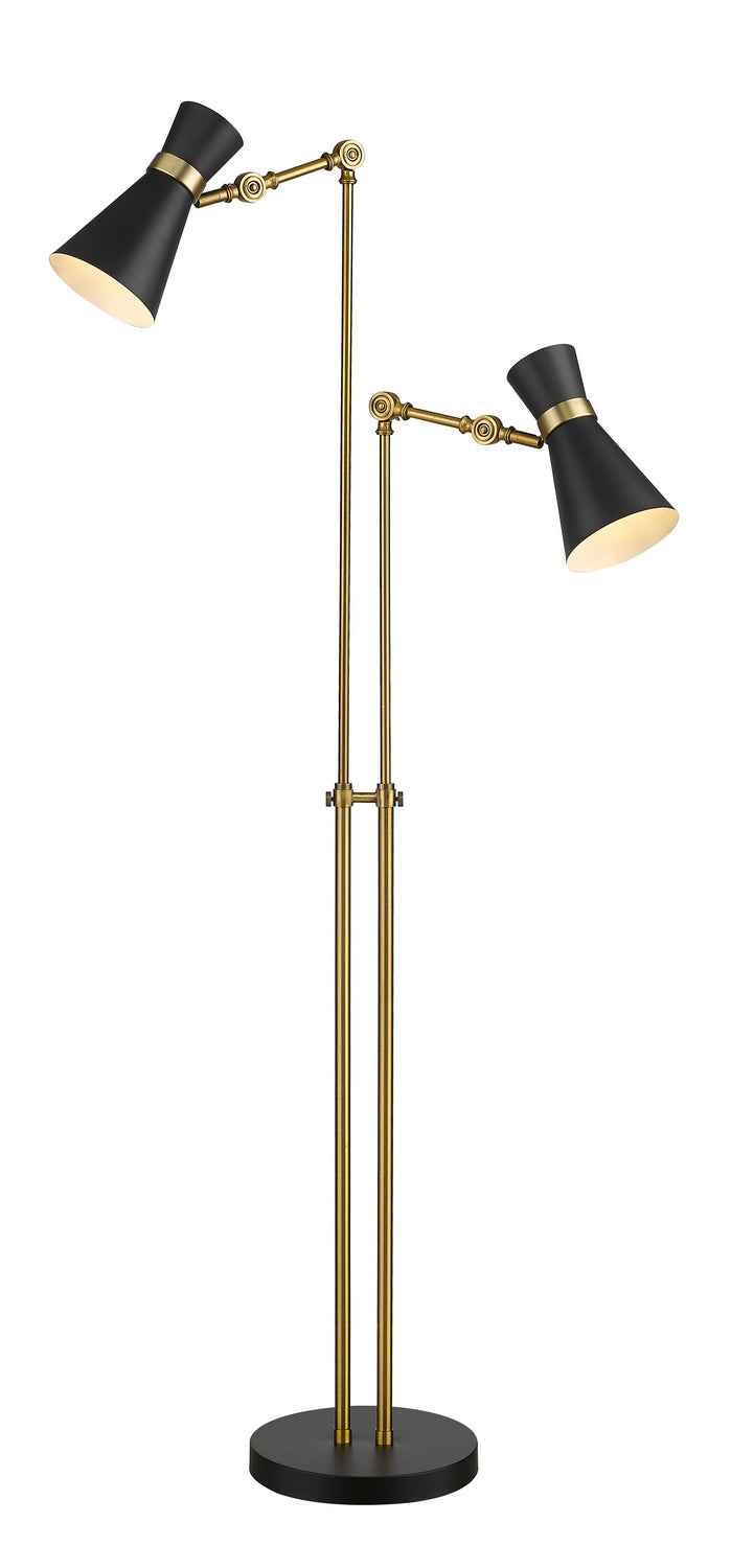 Soriano Two Light Floor Lamp in Matte Black / Heritage Brass by Z-Lite Lighting