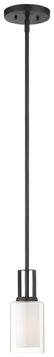 Parsons Studio 1-Light Mini-Pendant in Sand Coal & Etched White Glass
