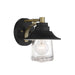 Westfield Manor 1-Light Bath Vanity in Sand Coal with Soft Brass & Clear Seedy Glass