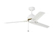 Arcade 54 Ceiling Fan in Matte White / Burnished Brass with Matte White Blade