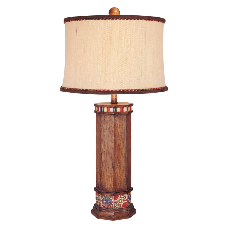 1-Light Table Lamp in Brown Wood Look - Lamps Expo